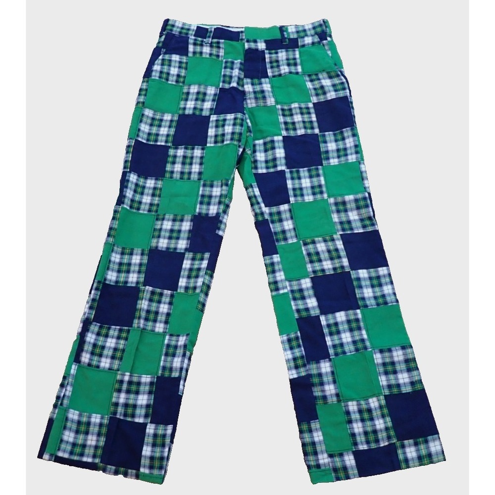 Vintage India Madras Pants 29/30X29 Plaid Straight Trouser Golf Patchwork